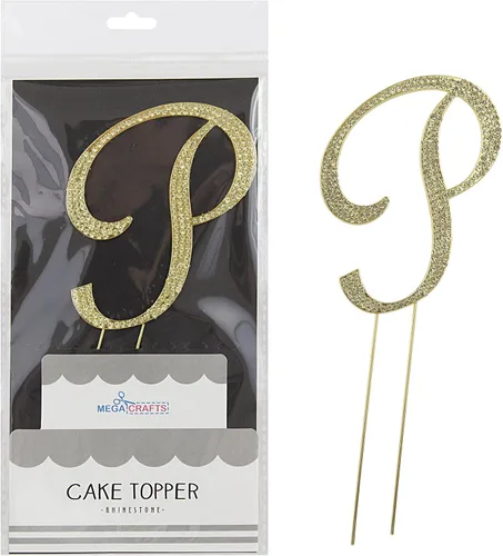 Miniatura 21 de Mega Crafts Decoración para tartas con diamantes de imitación dorados brillantes y cristales brillantes y aleación de metal duradero, ideal