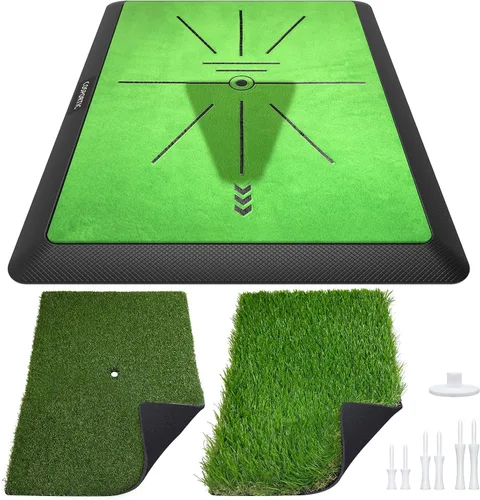 Miniatura 10 de COSPOPTIC Golf Hitting Mat with Swing Path Feedback, Heavy-Duty Rubber Base Anti-Slip Golf Training Mat, Extra Replaceable Surface, Portable