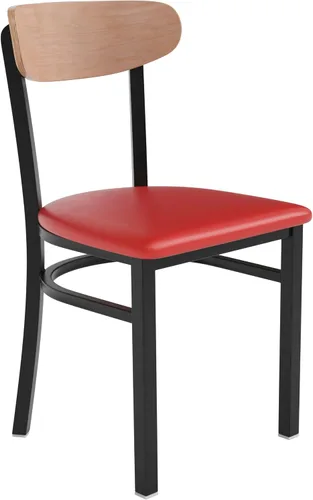 Miniatura 20 de Flash Furniture Wright - Silla de comedor comercial, respaldo de madera con acabado de abedul natural, asiento de vinilo negro, 500 libras