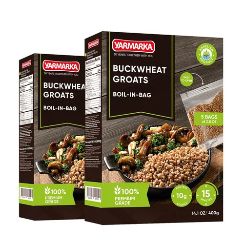 Yarmarka Granos de trigo sarraceno hervido en bolsa, 5 x 2.82 oz (paquete de 2) Kasha de grano entero descascarado, sin gluten, natural y puro,