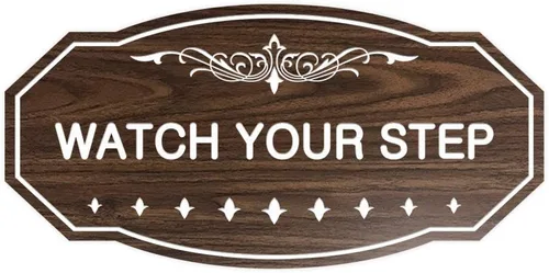 Miniatura 47 de Signs ByLITA Victorian Watch Your Step - Letrero de pared o puerta Material duradero y fácil instalación Señalización de seguridad (negro)