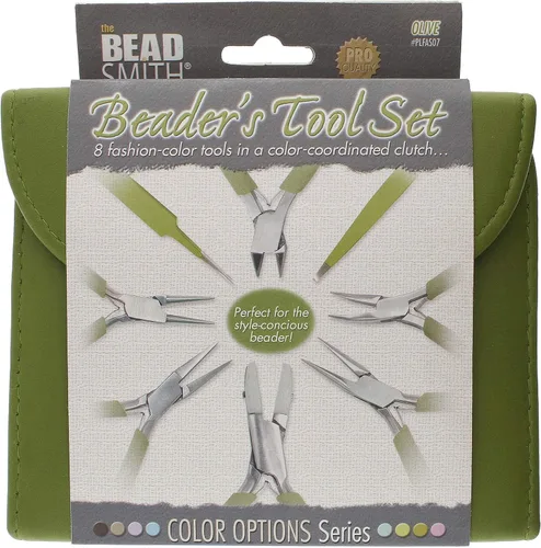 Miniatura 5 de The Beadsmith Alicates de color de moda – Juego de 8 herramientas delgadas a juego de color – Embrague a juego en verde oliva – Kit de suministro