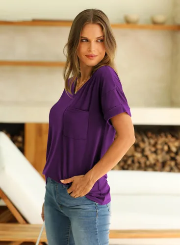 Miniatura 5 de Miholl Camiseta holgada, informal, de manga corta, con cuello en V, para mujer