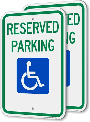 Miniatura 10 de SmartSign Letrero federal de estacionamiento para discapacitados "Reserved Parking" Aluminio reflectante de grado diamante 3M de 12 x 18 pulgadas