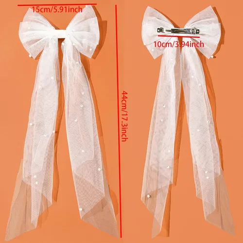 Miniatura 3 de Clip de velo de velo para novia, horquillas de velo con pinzas para el cabello con lazo de malla de perlas (negro)