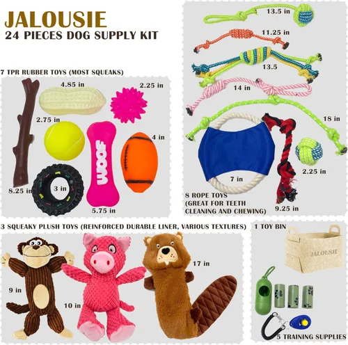Miniatura 2 de Jalousie - Paquete múltiple de juguetes chirriantes para perros, paquete a granel, juguete para cachorros - Juguetes para cachorros para mascotas