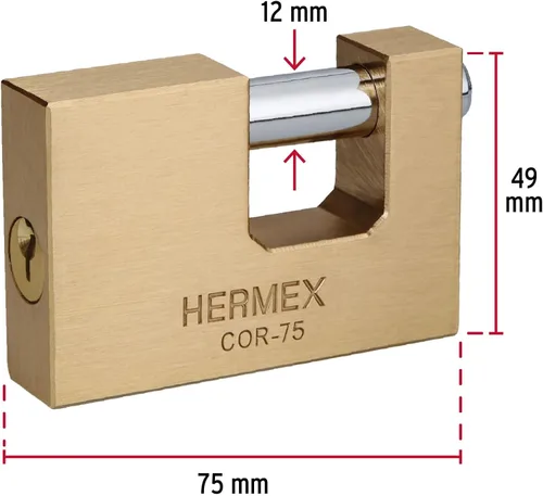 Miniatura 3 de Cerradura antipalanca, 2.953 in, llave tradicional de cuerpo de latón