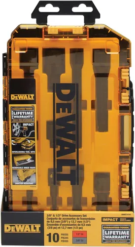 Miniatura 4 de DEWALT - Juego de llaves de impacto para destornillador con extensiones de impacto y adaptadores de taladro, métricas, 10 piezas, 3/8" y 1/2