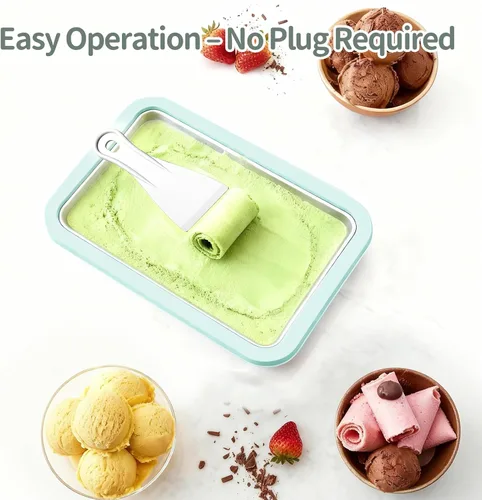 Miniatura 5 de Máquina de helados instantáneos, máquina de helados enrollados con 2 espátulas, yogur helado casero para actividades divertidas de padres e hijos