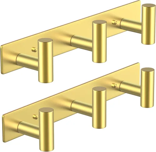 Miniatura 14 de PMMASTO Perchero montado en la pared, 3 ganchos de pared en forma de T para colgar, riel de ganchos para abrigos de acero inoxidable resistente