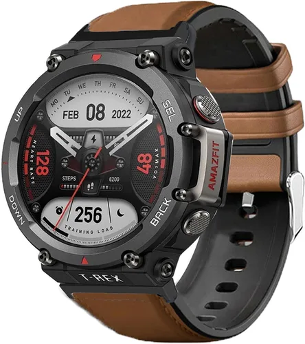 Miniatura 8 de Lamshaw Compatible con Amazfit T-Rex 2 Band, correa de cuero de silicona transpirable de repuesto para reloj inteligente compatible con Amazfit