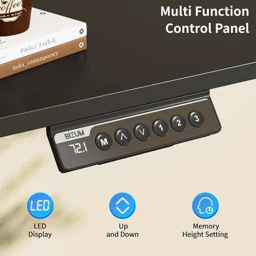 Miniatura 5 de BIZUM - Escritorio de pie eléctrico de 40x24 pulgadas con ajuste de altura y configuraciones de memoria, escritorio ergonómico para sentarse o estar