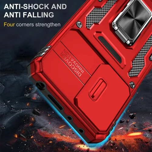 Miniatura 7 de Wefor Funda XiaoMi RedMi Note 11 (4G) con cubierta para cámara deslizante, soporte de anillo magnético de 360° mejorado grado militar a prueba