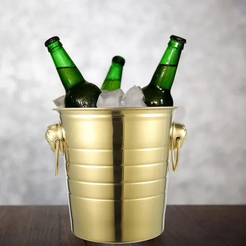 Miniatura 9 de BESTOYARD Cubo de hielo de acero inoxidable de 2.7 cuartos con cabeza de tigre dorado, cubo de fiesta aislado de doble pared para cerveza, vino, uso