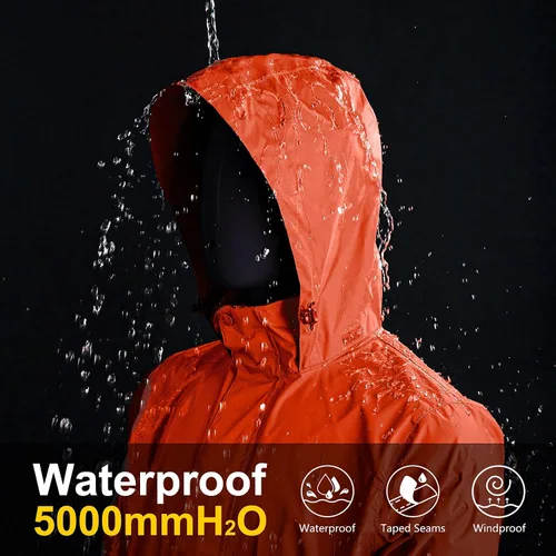 Miniatura 110 de 33,000ft - Chaqueta de lluvia impermeable y plegable para hombre, ligera, con capucha, cortavientos ideal para golf o ciclismo