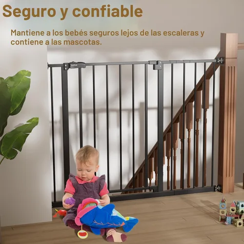 Miniatura 6 de InnoTruth Puerta de bebé de 29.5 a 40.75 pulgadas para escaleras, puertas para perros de 30 pulgadas de alto para puertas y pasillos, puerta de Negro