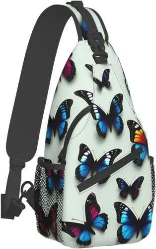 Miniatura 2 de Mariposa y violonchelo bolso bandolera bandolera bolsa de pecho ligero Sling Daypackstravel senderismo ciclismo para hombres mujeres