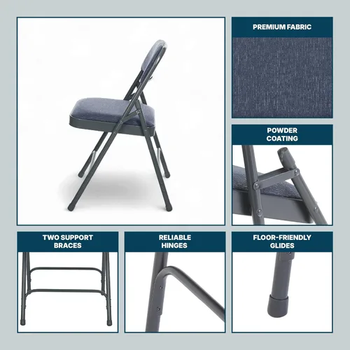 Miniatura 9 de OEF Furnishings Serie OEF2200 - Sillas plegables de doble bisagra acolchadas de tela de alta calidad para servicio pesado