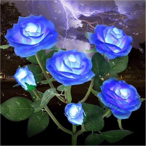 Miniatura 14 de Luces solares de estaca de jardín para exteriores, luz LED mejorada con 6 rosas, luces decorativas solares impermeables para patio, camino, patio