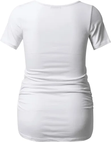 Miniatura 2 de GINKANA Blusas de maternidad de manga corta, diseño floral, fruncido, casual, para mamá, para embarazo