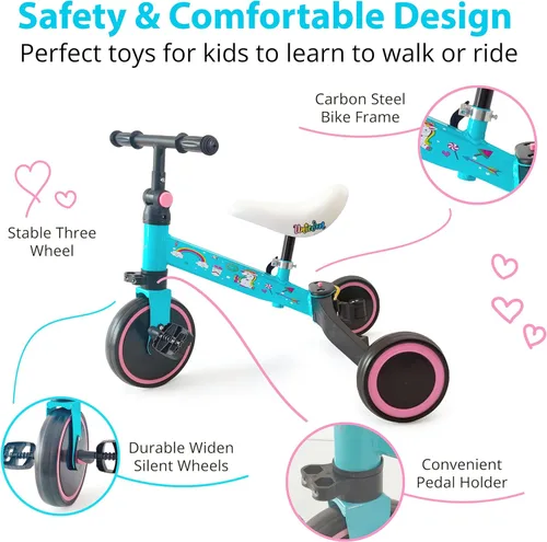 Miniatura 4 de Hurtle Triciclos 3 en 1 para niños, bicicleta de entrenamiento de equilibrio, convertible para niños pequeños, juguetes de equitación