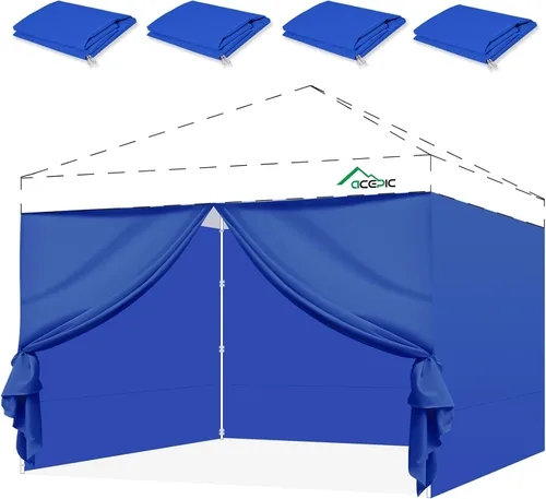 Miniatura 11 de Acepic Paredes laterales de 10 x 10 pies con puerta para marco de toldo desplegable, material impermeable de protección UV para eventos al aire Negro