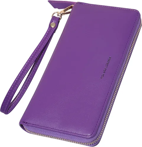 YOUBDM Cartera de mano para mujer con soporte para tarjeta de crédito, cartera de cuero suave con correa para la muñeca