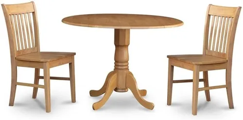 Miniatura 13 de East West Furniture DLNO3-BCH-W Juego de mesa de comedor de 3 piezas contiene una mesa de comedor redonda con gotas y 2 sillas de asiento de madera