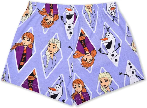 Miniatura 5 de Disney Frozen Elsa, Anna and Olaf - Conjunto de camiseta y pantalones cortos para niñas pequeñas y niños pequeños, color púrpuragris