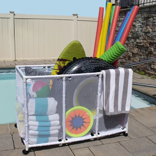 Miniatura 6 de Soporte para fideos de piscina, juguetes, pelotas y flotadores, organizador de almacenamiento de malla, altura para niños, grande