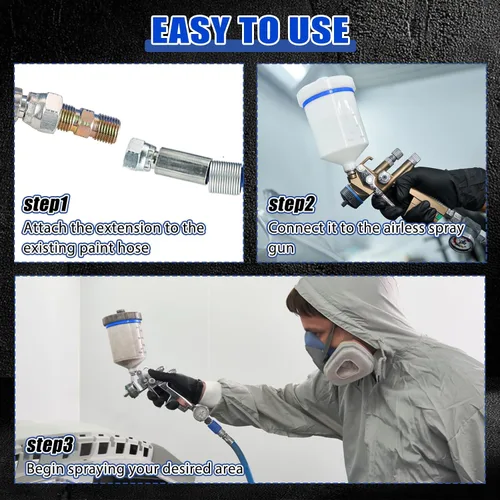 Miniatura 5 de MAOPINER Manguera pulverizadora de pintura sin aire de 1/4 de pulgada, 25 pies, azul, tubo de fibra flexible de alta presión de 3300 PSI, manguera