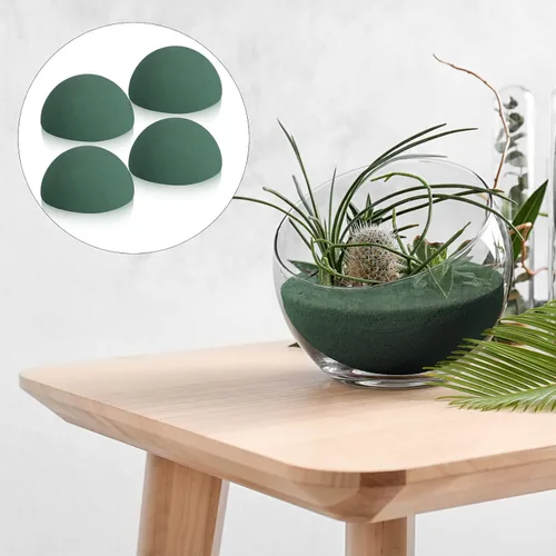 Miniatura 3 de Boao 4 piezas de bloque de espuma floral de medio balón verde, espuma floral húmeda y seca, bolas de espuma verde grandes para manualidades