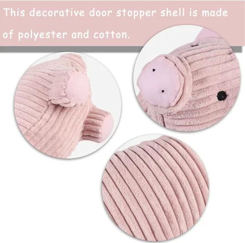 Miniatura 3 de Lindo tope de puerta decorativo para el hogar y la oficina, topes de puerta de piso, protectores de pared pesados de tela con peso animal, cerdo rosa