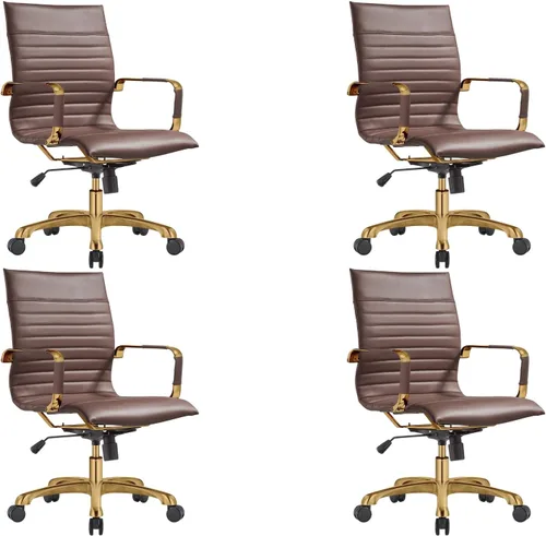 Miniatura 32 de LeisureMod Harris - Silla de oficina ejecutiva ergonómica moderna, silla de escritorio de piel con respaldo alto con altura ajustable, control