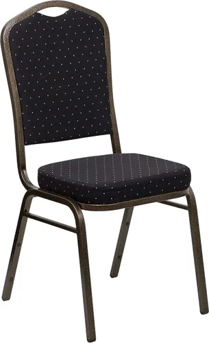 Miniatura 44 de Flash Furniture HERCULES Series - Silla apilable para banquetes con respaldo de corona en tela negra con estampado, marco de vena plateada Tela