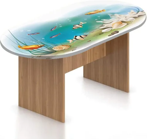 Miniatura 24 de Mantel ajustable ovalado de poliéster elástico para acuario, diferentes peces en la parte inferior del océano, mantel ajustable con estampado