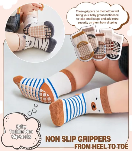 Miniatura 2 de LANLEO Calcetines para bebé y niños pequeños con agarre, calcetines antideslizantes para bebés, niñas y niños, con pinzas, de 6 meses a 5 años
