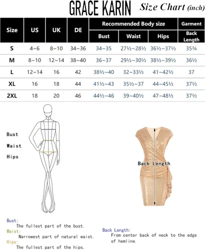 Miniatura 6 de GRACE KARIN Vestido de lentejuelas para mujer, sexy, brillante, con purpurina, vestido de noche envolvente con cuello en V, vestidos de cóctel