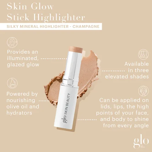 Miniatura 3 de Glo Skin Beauty Skin Glow Stick Resaltador (champán) - Alimentado por hidratadores, pigmentos minerales y mica para un brillo iluminado, resaltador