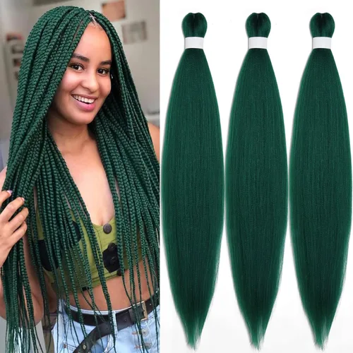 Miniatura 84 de pelo trenzado preestirado marrón, pelo trenzado Kanekalo, pelo trenzado preestirado de 26 pulgadas, 6 paquetes plegados, textura Yaki, extensiones