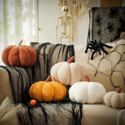 Miniatura 3 de YRXRUS Almohadas de calabaza, almohadas de calabaza de Halloween, almohada en forma de blanco para decoración de habitación de otoño, almohada