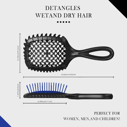 Miniatura 4 de Cepillo desenredante – Paquete de 2 cepillos ventilados para cabello húmedo y seco – Cepillo desenredante fácil y sin dolor que reduce los nudos