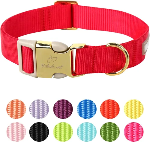Miniatura 8 de Collar de perro de nailon de Babole Pet - Collares ajustables de cinturilla suave de nailon negro para perros pequeños, medianos y grandes, collar