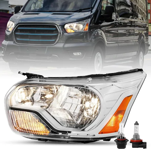 Miniatura 9 de SOCKIR Conjunto de faros delanteros de carcasa cromada para Ford Transit Van 150 250 350 HD de repuesto para Ford Transit Van 150 250 350 HD, lado