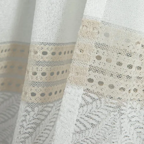 Miniatura 7 de VOGOL Cortinas transparentes con patrón de hojas bordadas, paneles de ventana blancos con ribete de encaje para sala de estar y dormitorio, cortinas