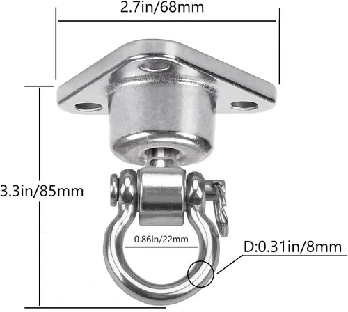 Miniatura 4 de Silent Bearing Swing Hanger resistente, a prueba de óxido SUS, capacidad de 1500 libras, rotación de 360 grados, patio de recreo, porche, yoga