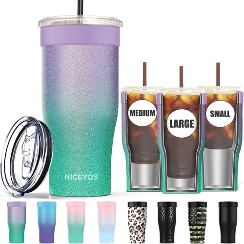 Miniatura 7 de Funda universal para café helado - Funda aislante reutilizable de acero inoxidable de doble pared mejorada para bebidas frías, se ajusta a tazas