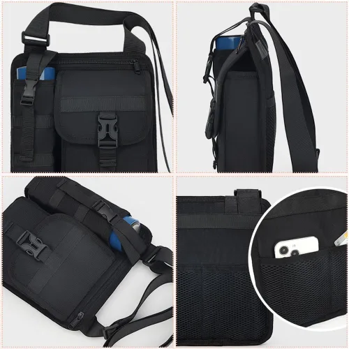 Miniatura 6 de Bolsas de hombro con soporte para botella de agua, bolsa cruzada para botella de agua, bolsa cruzada para deportes al aire libre, Azul, Bolsa