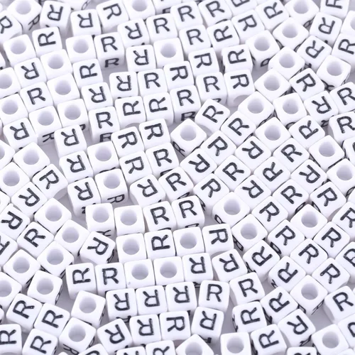 Miniatura 10 de 1000 cuentas cuadradas de acrílico blanco con números, cuentas de números del 0 al 9 para hacer joyas, collares, llaveros, pulseras