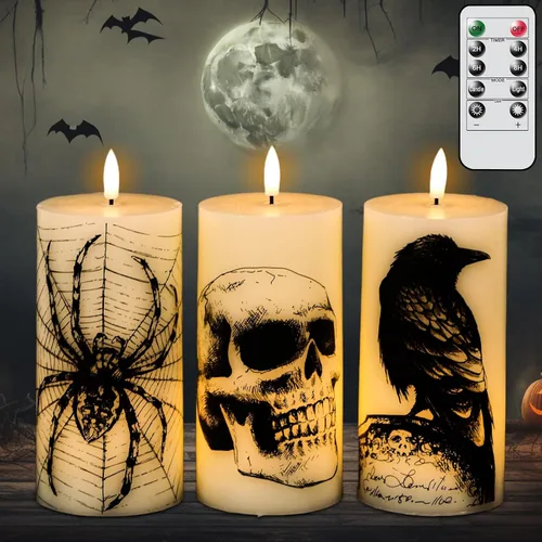 Miniatura 15 de Juego de 3 velas de calcomanía de Halloween de DRomance